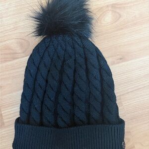 Lululemon Black Cable Knit Beanie with Pom Pom